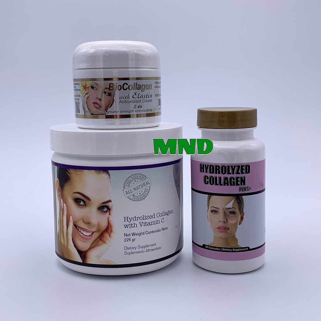 BIO HYDROLIZED kolagēns Plus C vitamīns Pulveris Veselīgas matu tabletes Elastin Cream