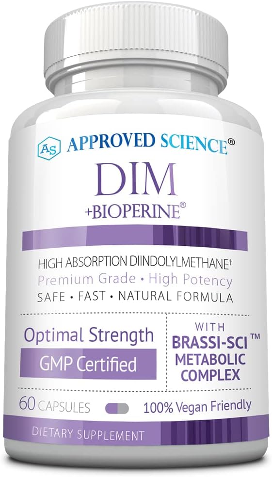 Apstiprināts zinātnes DIM - Estrogen Metabolisma atbalsts - DIM, Broccoli sparģeļi, Sinepju sēklas, Kalcijs D, BioPerine - Vegan - 1 pudele - 60 kapsulas