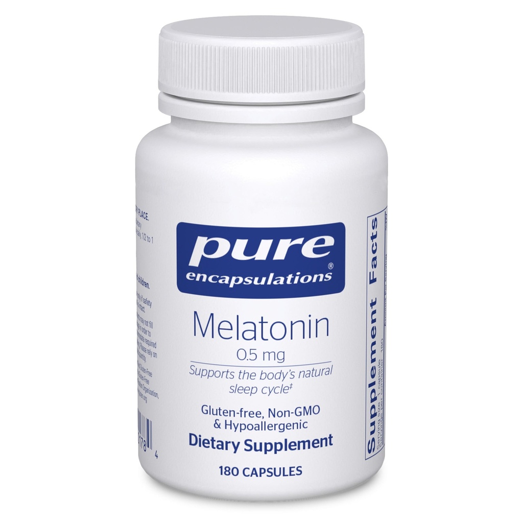 Pure Iekapsulācijas Melatonīns 0. 5 mg - Dabīgs miega palīglīdzeklis gulēšanai - regulē miega un nomoda ciklu - 0. 5 mg Melatonīns - Vegan & Non- GMO - 180 kapsulas