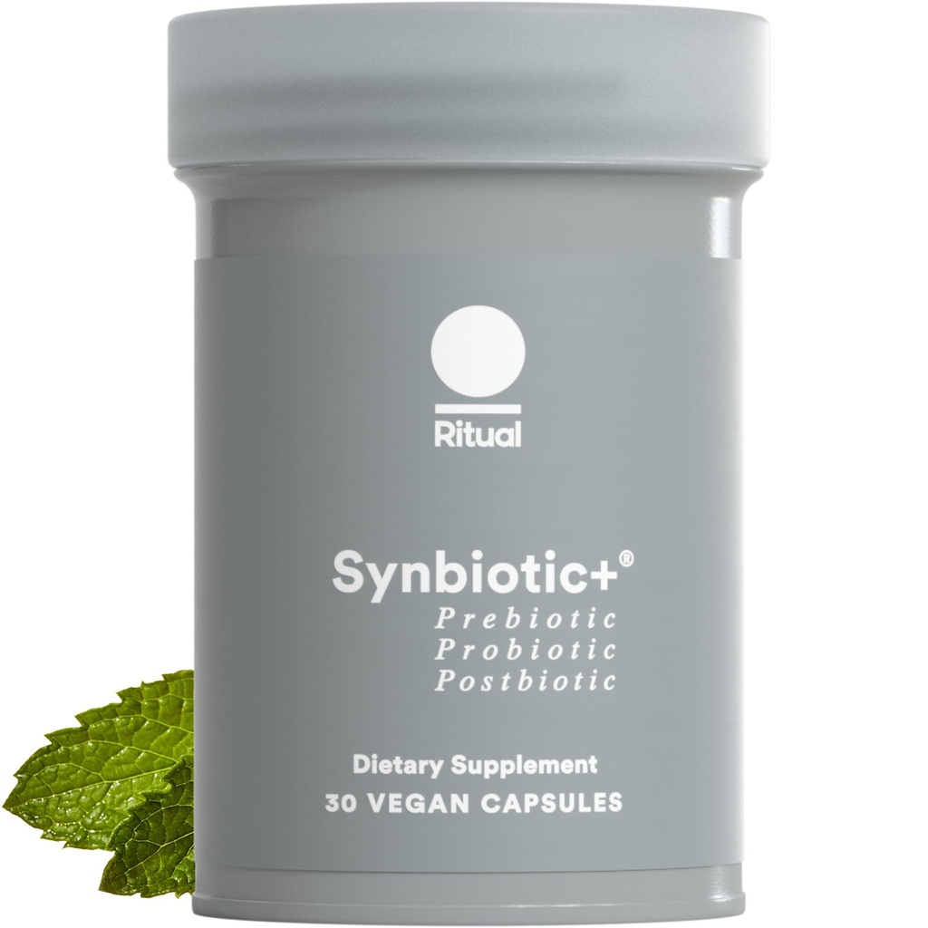 Rituāls Synbiotic+ Probiotika, Prebiotika, Postbiotic, 3-in-1 Papildinājums Gut veselības un gremošanas atbalstam, Regularitāte, Bloat, Imūnās, Vegan Aizkavēta-Atbrīvota Dienas Kapsulas, Sievietes un Vīrieši, 30 Diena