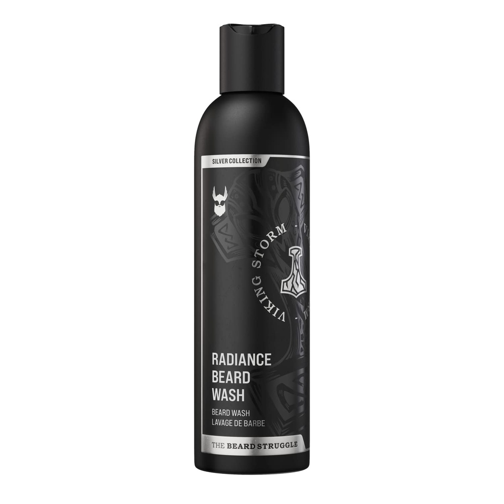 Beard straight Radiance Beard Wash - Tīra un hidratēta Beard Care - Viking Beard Shampoo vīriešiem (8 Fl oz) - Sudraba kolekcija - Zelta kolekcija - Platīna kolekcija