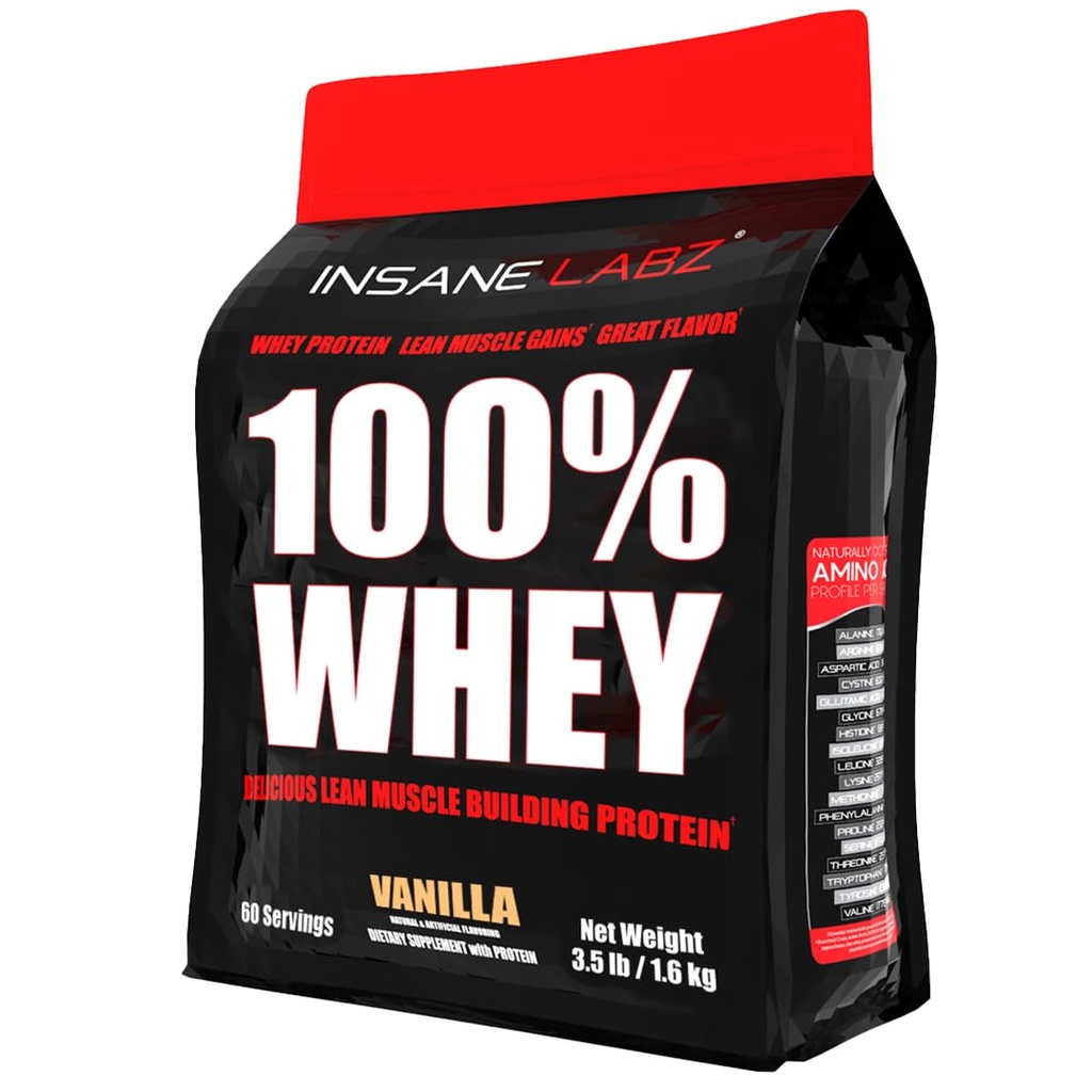 Insane Labz 100% sūkalu proteīns (60 Kalpo, Vanilla)