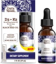 GuruNanda Wellness Bandle: Liquid Ashwagandha ar Bacopa (1 Fl Oz) priekš Focus & Relaxation Support & Black Seed Oil (2 Fl Oz) ar vitamīnu D3, K2 & E Imūnās Boost - Vegan & Non-GMO