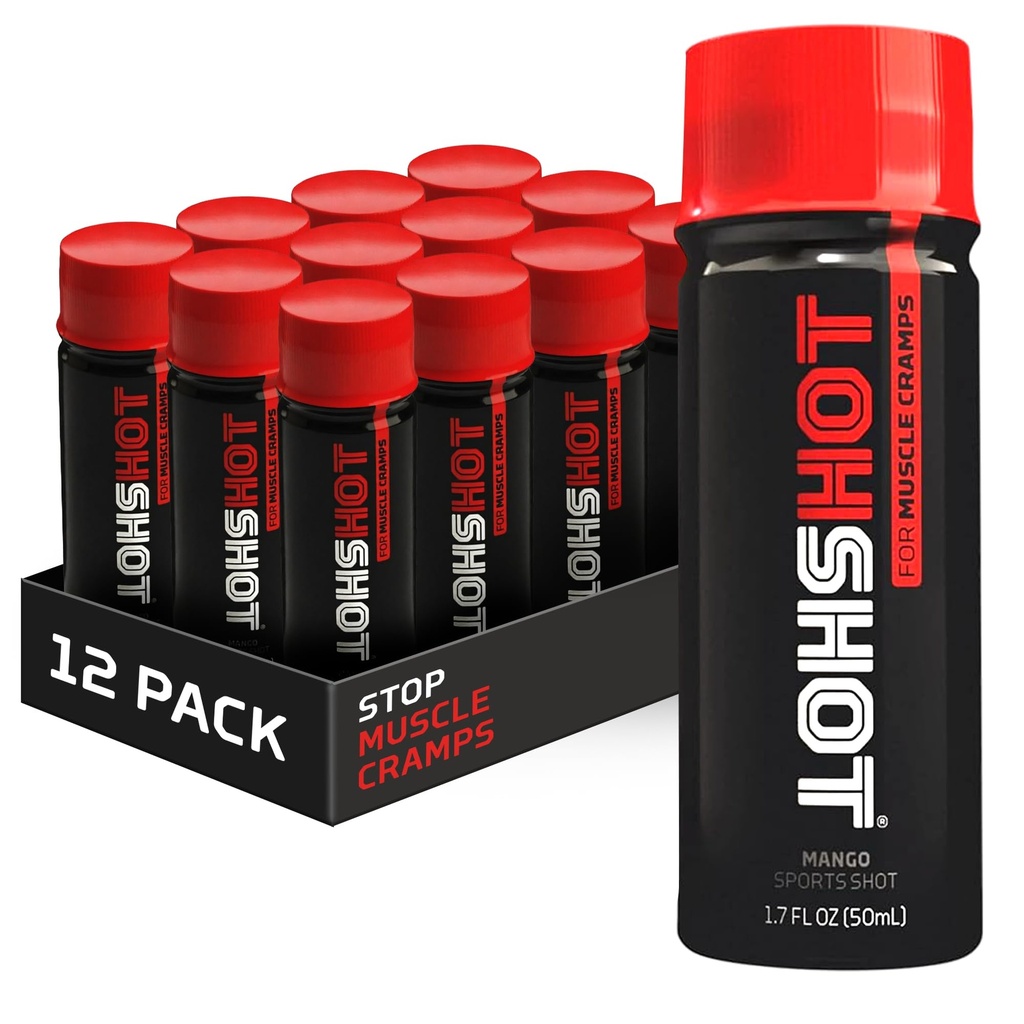 HOTSHOT Sports Shot Muskuļu Krampji Relief, visi dabas šķidro sporta dzēriens, zinātniski pierādīts, kāju un nakts krampjiem, Proudly NSF Sertificēts sporta, (Spicy Mango) (1,7 Fl Oz) (iepakojums 12)