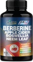 Berberine Papildinājums ar Neem Leaf, Apple Sidra Etiķis, VIT D3, E & More - 150 kapsulas Imūnās sistēmas, gremošanas un vispārējā veselības