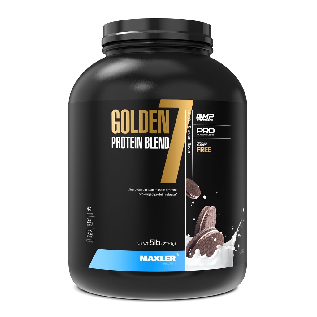 Maxler Golden 7 Protein Blend - Olbaltumvielu pulveris muskuļu Gain & Recovery - Cookies un Cream Protein Pulveris 5 lb