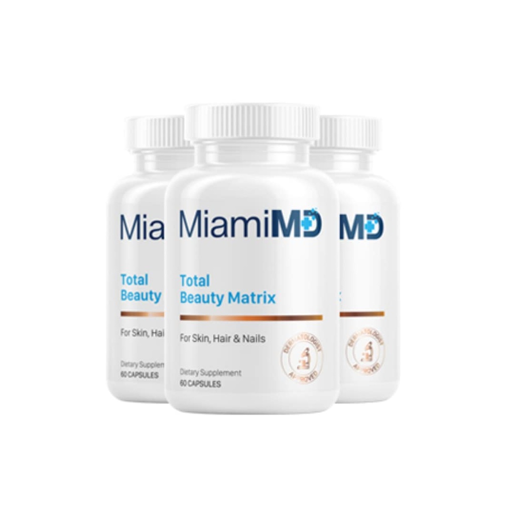 MiamiMD Kopējais skaistums Matrix Papildinājumi sievietēm - Kolagēna kapsulas ar C vitamīnu matiem, ādai un nagiem - Bez kruelta - 60 kapsulas