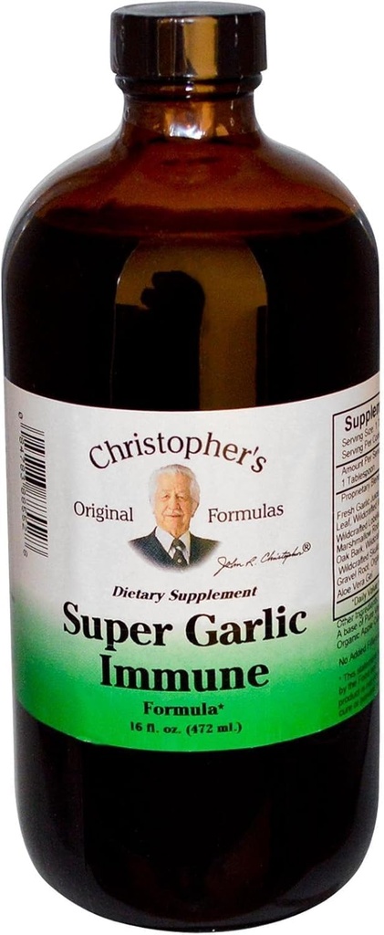 Christopher's Original Formulas Super Garlic Immune Syrup | 16 fl oz | Traditional Herbal Blend | Pure, No Fillers or Chemicals | USA Made