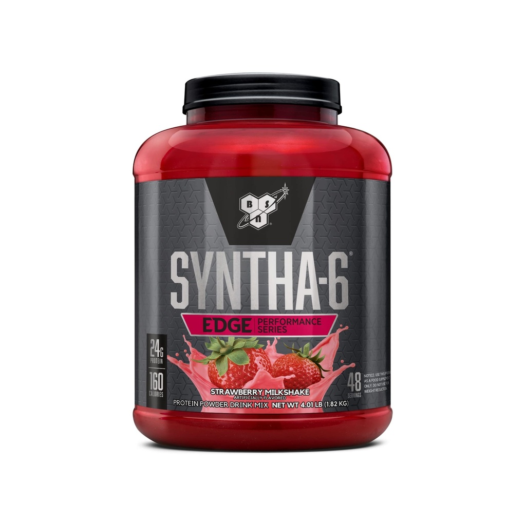 BSN SYNTHA-6 EDGE proteīnu pulveris, ar hidrolizētu sūkalu, micellar kazeīnu, piena olbaltumvielu izolātu, zemu cukura saturu, 24g proteīnu, zemeņu pieniņš, 48 kalpotāji