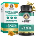 Senās Bliss Organic Irish Sea Moss Pills - Dr. Sebi Wildcrafted Seamoss Kapsulas - Vairogdziedzeris, vesela āda un stilbs Atbalsts - 120 kapsulas