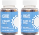 NaturesPlus Gumijas D3 vitamīns 1000 SV, Jauktas ogas - 60 Gumijas, Pack of 2 - Veicina kaulu veselību un imūnās funkcijas - Vegan, bez lipekļa, ne-GMO - 120 Kopējais Kalpo