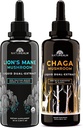 Naturealm Lion's Mane & Chaga sēņu ekstrakts - Adaptogen Stack for Focus, Immunity, Longevity, Stress Relief, Gut Health, Anti-Aging, Energy & More - Organic Liquid Drops - 50 ml katrs (2 iepakojumi)