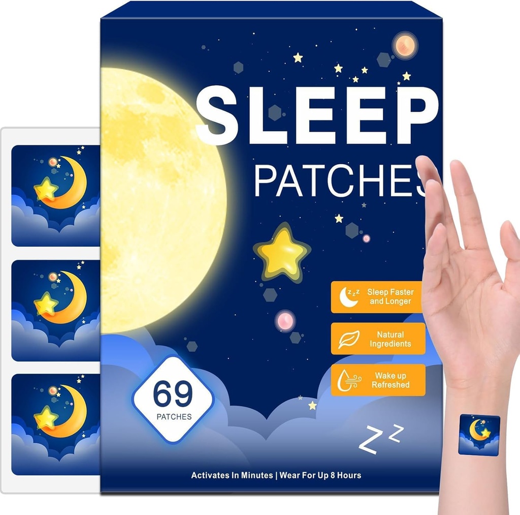 Miega patches pieaugušajiem, Melatonīna Patches for Miega Pieaugušajiem, All-Natural Deep, Piemērots sievietēm un vīriešiem, Nodrošina ērtu atpūtu, 69