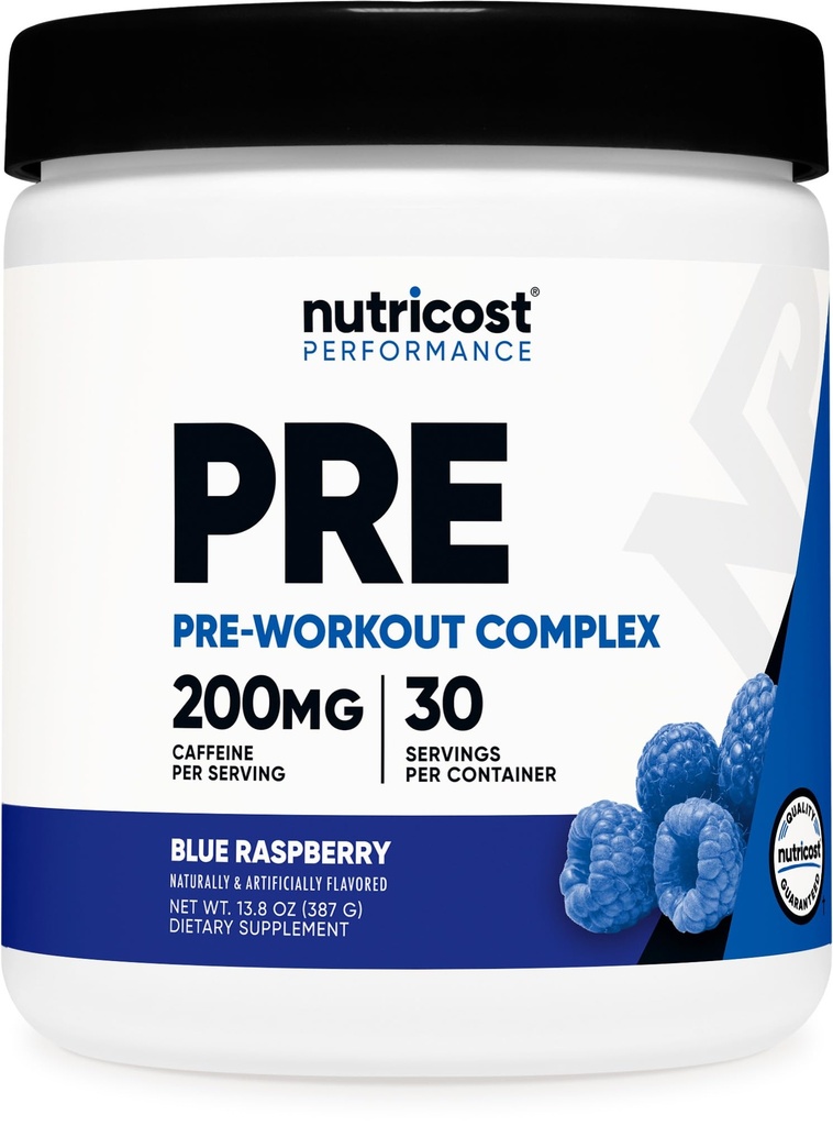 Nutricost Pre-Workout Complex pulveris (30 Servējumi, Blue Avenes) - Pirms-Workout Papildinājums ar Beta-Alanine, Taurīns un aminoskābes