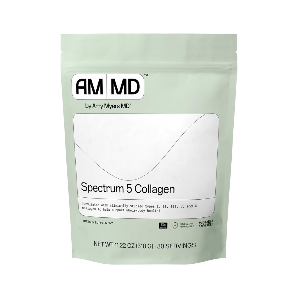 Amy Myers MD Spectrum 5 kolagēna peptīdu pulveris - ikdienas kolagēna papildinājums veselīgiem matiem, ādai un nagiem - kopīgam atbalstam, Gut & Imūnās veselības - 30 Kalpo