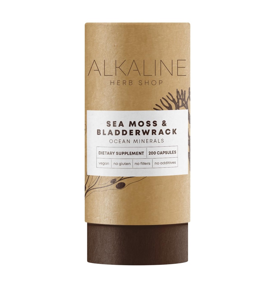 Sārmains ārstniecības augu veikals Sea Moss & Bladderwrack Papildinājums 200 Kapsulas