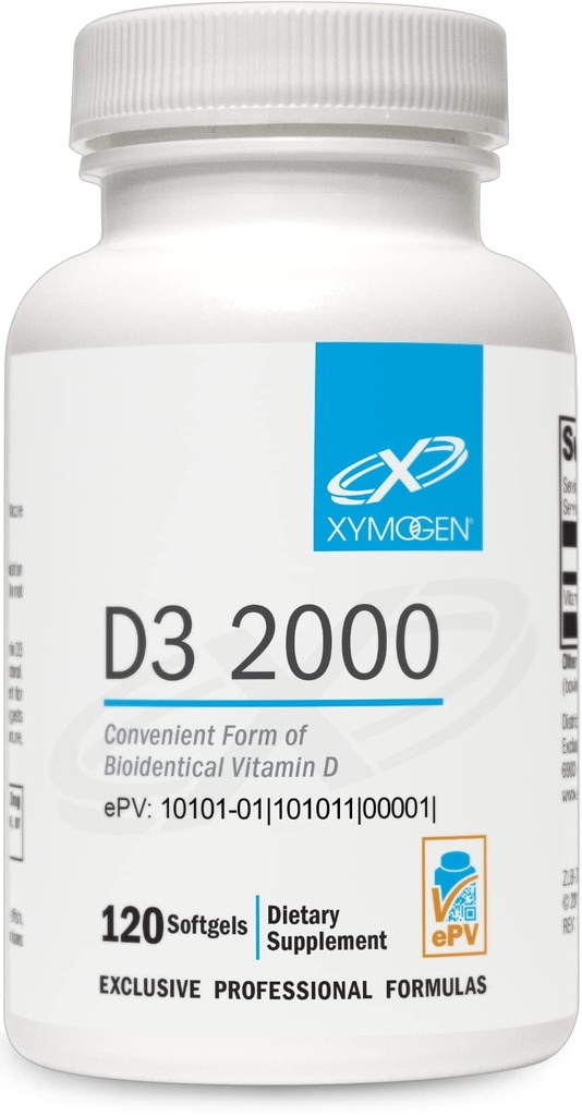 XYMOGEN D3 2000 - Biopieejamais D3 vitamīns 2000 SV (50 μg) - Augsta stipruma D vitamīna papildinājums imūnās kaulu un sirds veselības atbalstam - 120 softgeli