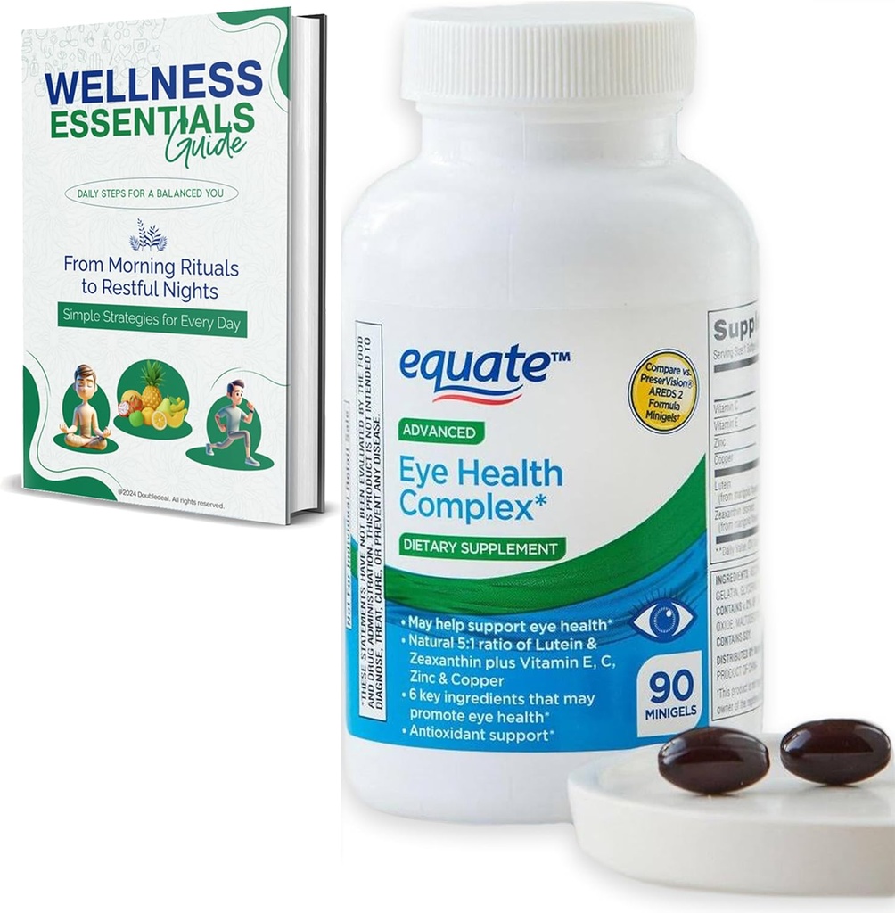 Advanced Eye Health Minigels 90 Count, Carotenoid Blend with Lutein & Zeaxanthin + Vitamīni E, C, C, Cinka un vara (45 dienu piegādes)