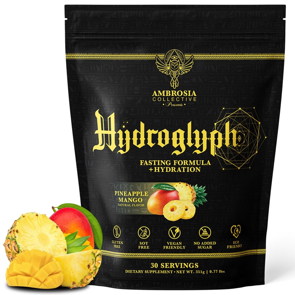 Ambrosia Hydroglyph Intraworkout Formula w/BCAA + EAA + Electrolytes Hydration Pulveris, lai aizsargātu Lean Muskuļi, 0g Cukura Gatavs Hydration Drink Mix, Made w/Coconut Ūdens (Pineapple Mango)