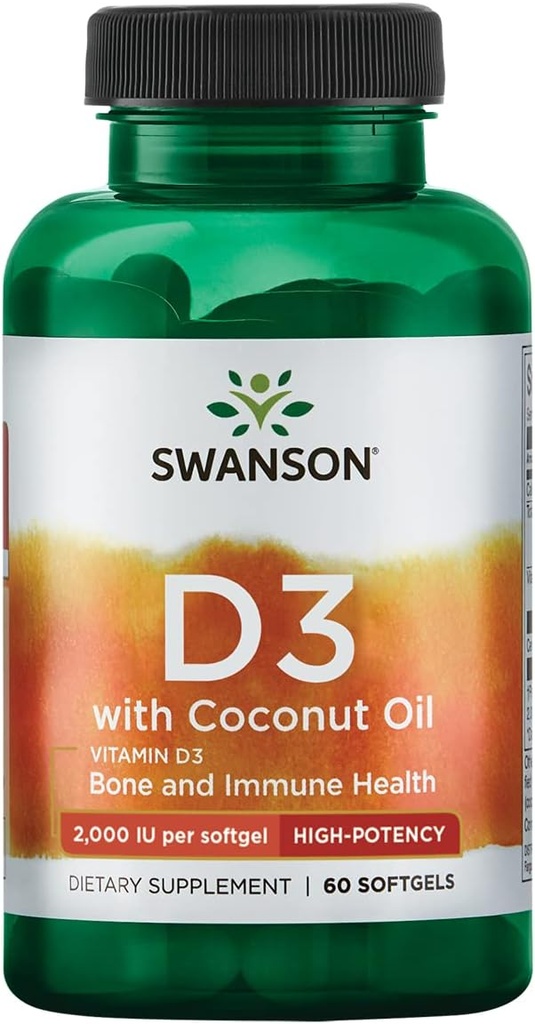 Swanson D- 3 vitamīns ar kokosriekstu eļļu 60 Sgels
