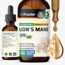 BIO KRAUTER Lions Mane Šķidrais ekstrakts - Sēnes papildinājums smadzeņu atbalstam - Vegan Lions Mane papildinājums - Alkohols un bezcukura pilieni - 2 Fl.Oz.