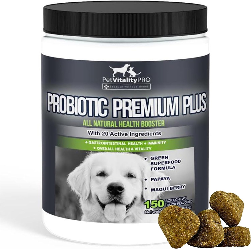 Probiotikas suņiem ar dabas gremošanas enzīmiem ● 4 Bill KVV/2 Soft Chews ● Suns Caureja Uzsūkšanās Kuņģa rauga gāze Slikta elpa Alerģijas Ādas nieze Karsti plankumi ● 150 Skaits