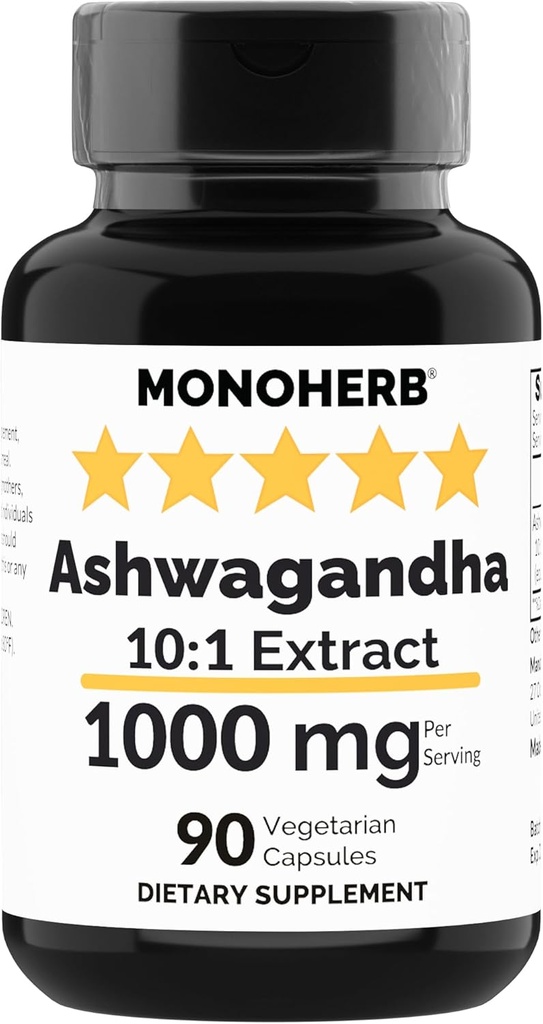 MONOHERB Ashwagandha ekstrakts 1000 mg - 90 Veģetārās kapsulas