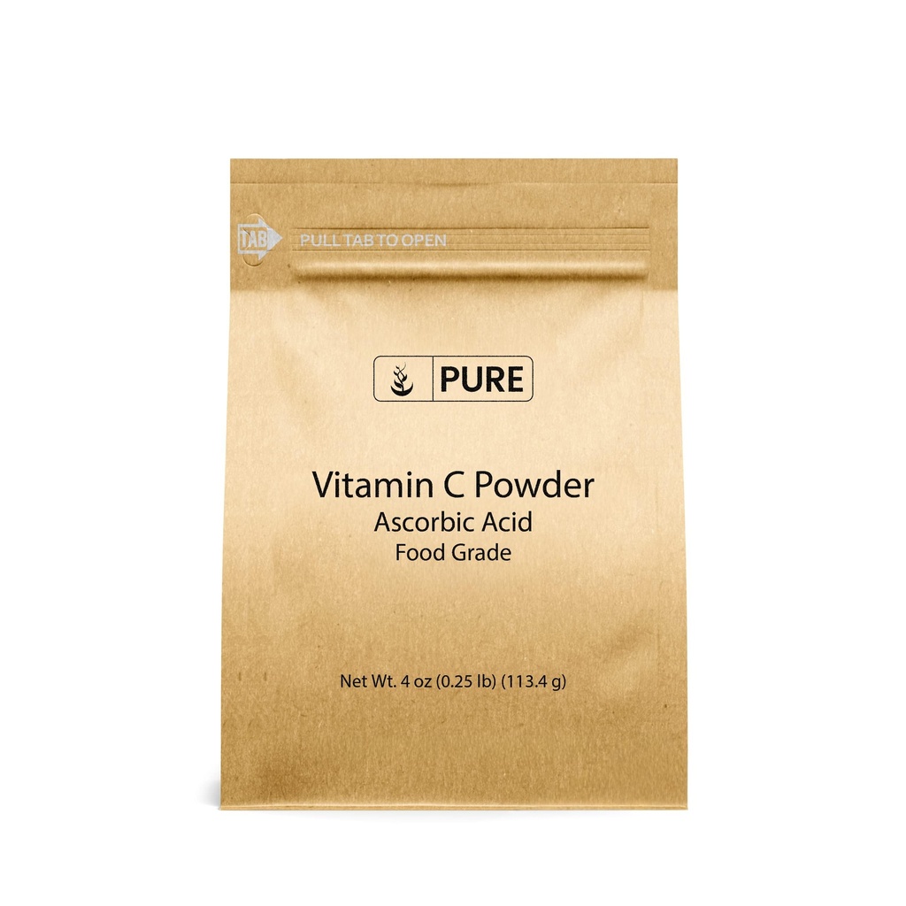 C vitamīna pulveris (4 oz) Askorbīnskābe, neĢMO, uztura papildinājums