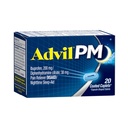 Advil PM (20 Skaits) Sāpes Reliver/Nighttime Miega palīglīdzeklis Apvalkots Caplet, 200 mg Ibuprofēns, 38 mg Difenhidramīns