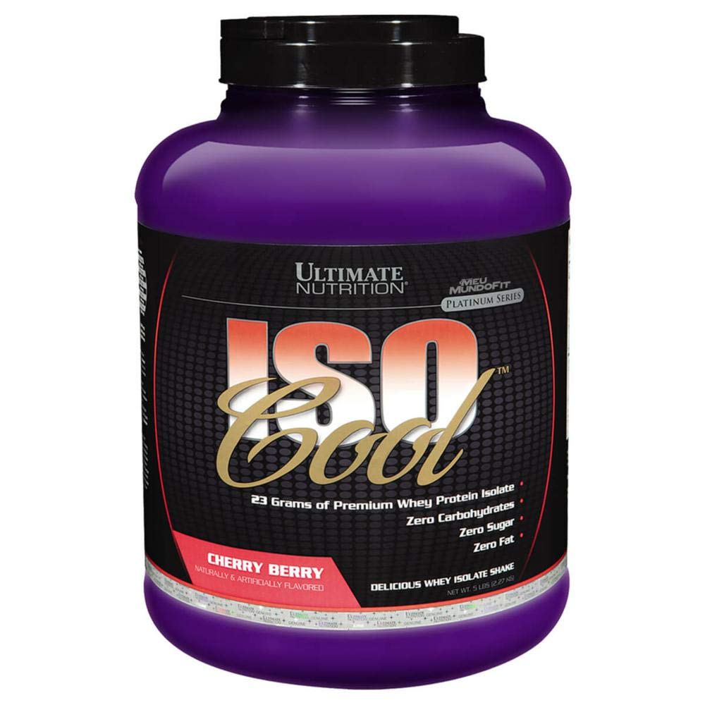 Ultimate Nutrition ISO Cool Pure Whey Protein Izolāta pulveris - Keto Friendly - 0 Carb 0 Tauki 0 Cukurs - 23 Olbaltumvielas Grams Per Serving, 5 Dzērieni, Ķiršu Berry