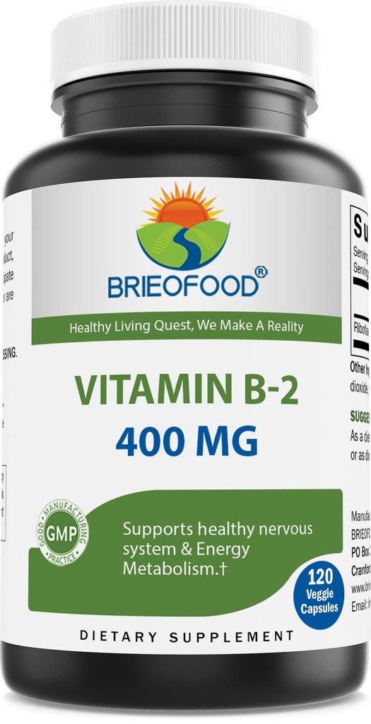 B2 vitamīns (Riboflavīns) 400 mg, 120 Veggie kapsulas - bez lipekļa, bez GMO