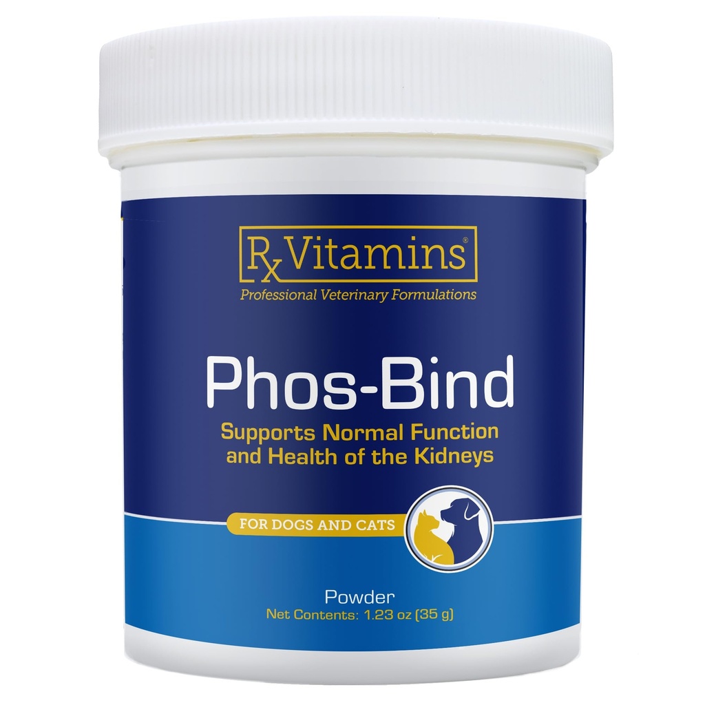 Rx Vitamīni Phos-Bind - Nieru atbalsta papildinājums Pulveris - Fosfāts Binder kaķiem un suņiem nieru veselību - atbalsta Normāla nieru tīrīšanu un Essential nieru aprūpi - 35g