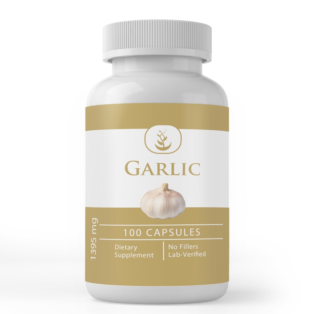 Pure Original Sastāvdaļas Ķiploku kapsulas (100 kapsulas) Vienmēr ir tīras, bez piedevām vai pildvielām, Lab Verified