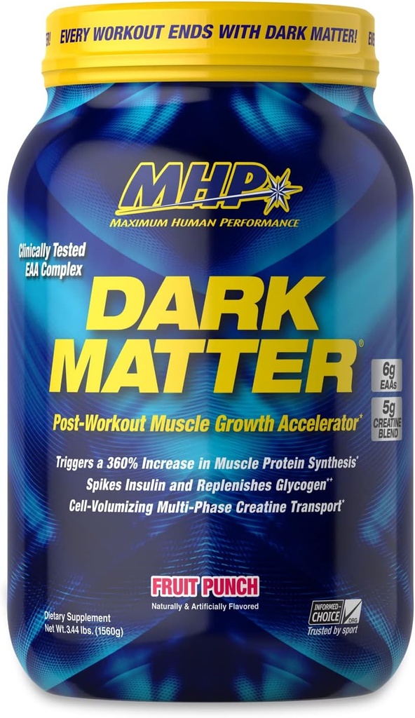 MHP Tumši matēts postdarbs, reģenerācijas paātrinātājs, w/Multi Phase Creatine, Waxy Kukurūzas ogļhidrāts, 6g EAA, Augļu pūce, 20 Servējumi, 55 Oz