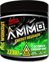 AMMO ® Energy ReloadsTM Pre Workout Pulveris - 300mg Kofeīns Zero Cukurs Vital Aminos un Elektrolīti Nav Mākslīgo Uzliesmojumu vai Krāsas (Coconut Crossfire)