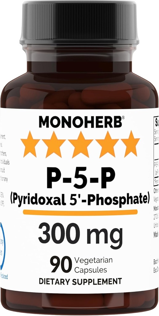 MONOHERB piridoksāla 5- fosfāts 300 mg - 90 Veģetārās kapsulas - P5P Aktivētais B6 vitamīns – viegli biopieejams