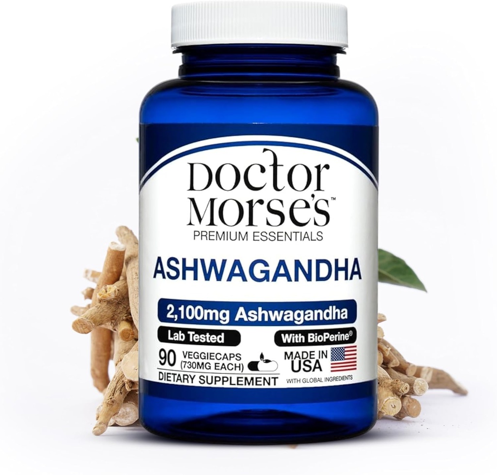 Ashwagandha 2100mg Papildinājums, Pure Ashwagandha pulvera un saknes ekstrakts, Bioperine Black Pipars, Ražots FDA-Reģistrēta, NSF-Sertificēts mehānisms, Atbalsta veselīgu stresa līmeni, 90 Kapsulas