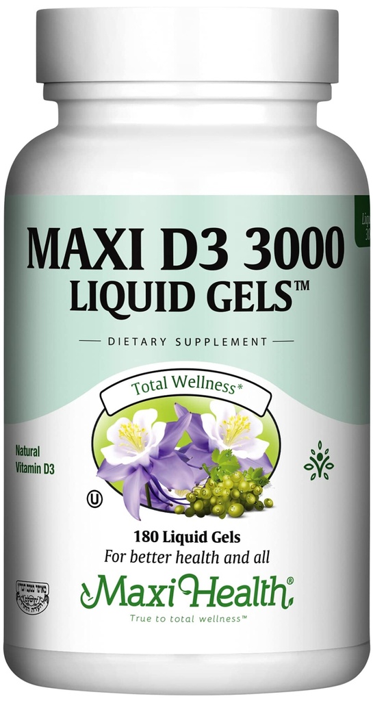 Maxi Veselība D3 vitamīns 3000 SV 75 μg D vitamīns Papildinājums veselīgiem kauliem, zobiem, imūnsupport - VIT D3 Papildinājums Viegli norij Bez GMO, Papildinājums vīriešiem un sievietēm – Kosher 180 Gels