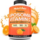 Nutriveīns Premium Liposomālais C vitamīna papildinājums 1650 mg - 180 Caps: Augstas absorbcijas augstas devas C vitamīna kapsulas veselas ķermeņa aizsargvielām un vispārējai labsajūtai