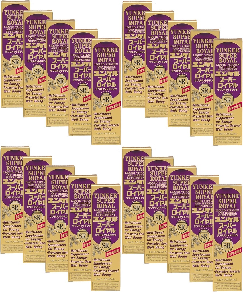 Super Royal, Liquid vitamīnu un augu papildinājums, nergy augu bagātinātāji, augu izcelsmes enerģijas Boost, samazina fizisko nogurumu un nogurums, 1.69 Fl oz, Made in Japan (20 iepakojums)