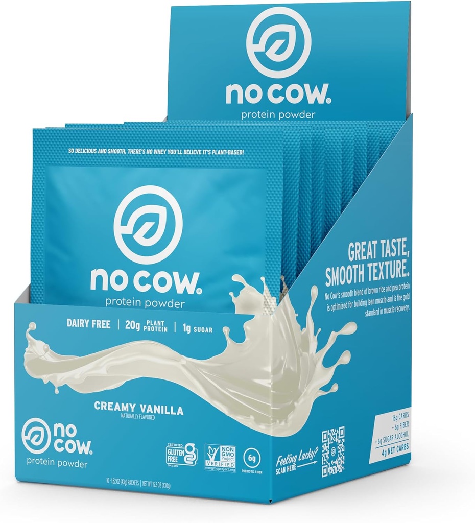Nav govis Vegan Protein Powder, Vanilla, 20g augu izcelsmes olbaltumvielas, viena serve packets, bez piena, bez sojas, bez cukura Pievienots, Keto Friendly, bez lipekļa, dabiski saldināts, ne ĢMO, Kosher, 10 Count