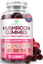 Pasaules pirmais sēņu komplekss Gumijas - 10x Sēņu papildinājums w Lions Mane (90 košļājamās rotaļlietas 2500mg/serving) Nootropo smadzeņu papildinājums, Imūnsupport & Stress Relief - Aizvietot tabletes un kapsulas, 7-Keto