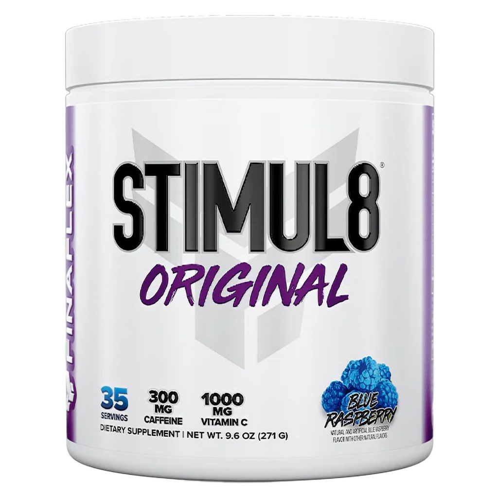 FINAFLEX STIMUL8 Original Pre-Workout, Blue Avenes - Enerģija, stiprums un izturība vīriešiem un sievietēm - ar kofeīnu, Beta-Alanīns un vitamīns C - 35 Kalpo