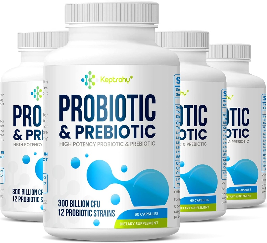 Probiotikas sievietēm un vīriešiem, 300 miljardi KVV Probiotikas no 12 celmi probiotikas, Organic Prebiotics Blend, probiotikas papildinājums Gut Imūnās un gremošanas veselības, Shelf Stabils, 240 Kapsulas