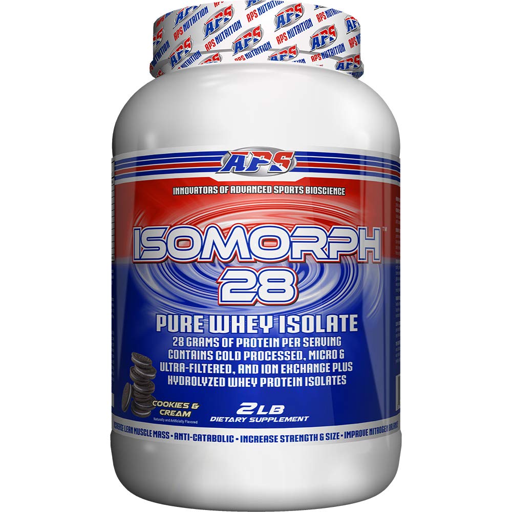 APS Nutrition IsoMorph 28 Olbaltumvielas pulveris    ; Pure Whey Isolāts ; Auksti presēts, Ultrafiltrēts, & Jon Exchange Isolāti ; 28g Olbaltumvielas; 2 Pound (Cookies & Cream)