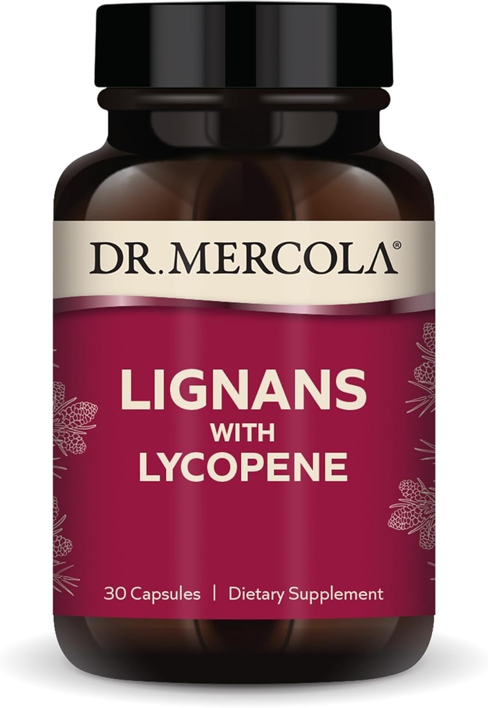 Dr. Mercola Lignans ar Lycopene papildinājumu, 30 veltes (30 kapsulas), neĢMO, bez sojas, bez lipekļa