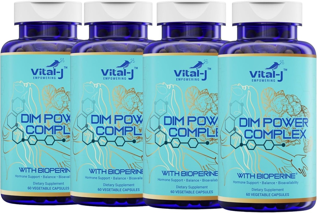 4-in-1 DIM potents komplekss 300mg - Estrogen balanss un vielmaiņa, enerģija un menopauzes Atbalsts Papildinājums ar Bioperīnu (x4), Kalcijs un Brokoļu ekstrakts - sievietēm un vīriešiem 120 Kalpo