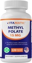 Vitamatiskais metilfolāts 15mg – 120 Augu kapsulas Optimizēta un aktivēta augstas potences – Metaboliski aktīvs folāts