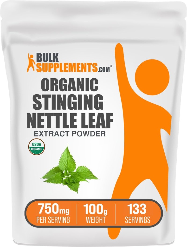 BulkSupplements.com Organic Stinging Nattle Extract Powder - Nettle Leaf Extract, Herbal Papildinājums - Vegan & Gluten Free, 750mg per Serving, 100g (3.5 oz) (1 iepakojums)