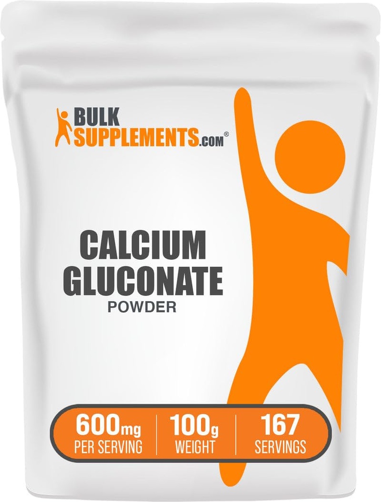 BulkSupplements.com Kalcija glikonāta pulveris - kalcija papildinājums, viegli absorbējas - bez iekaisuma un lipekļa, 600 mg uz vienu Kalpotāju, 100g (3.5 oz) (1. iepakojuma)